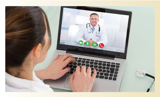 woman talking to doctor on computer screen